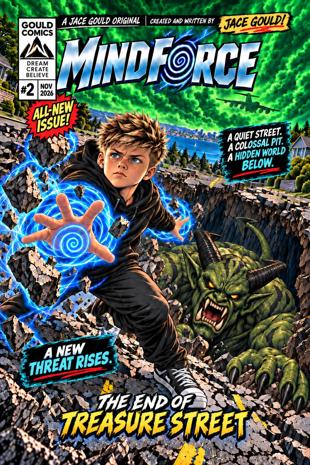 Draft cover of Mind Force Issue 2, The End of Treasure Street